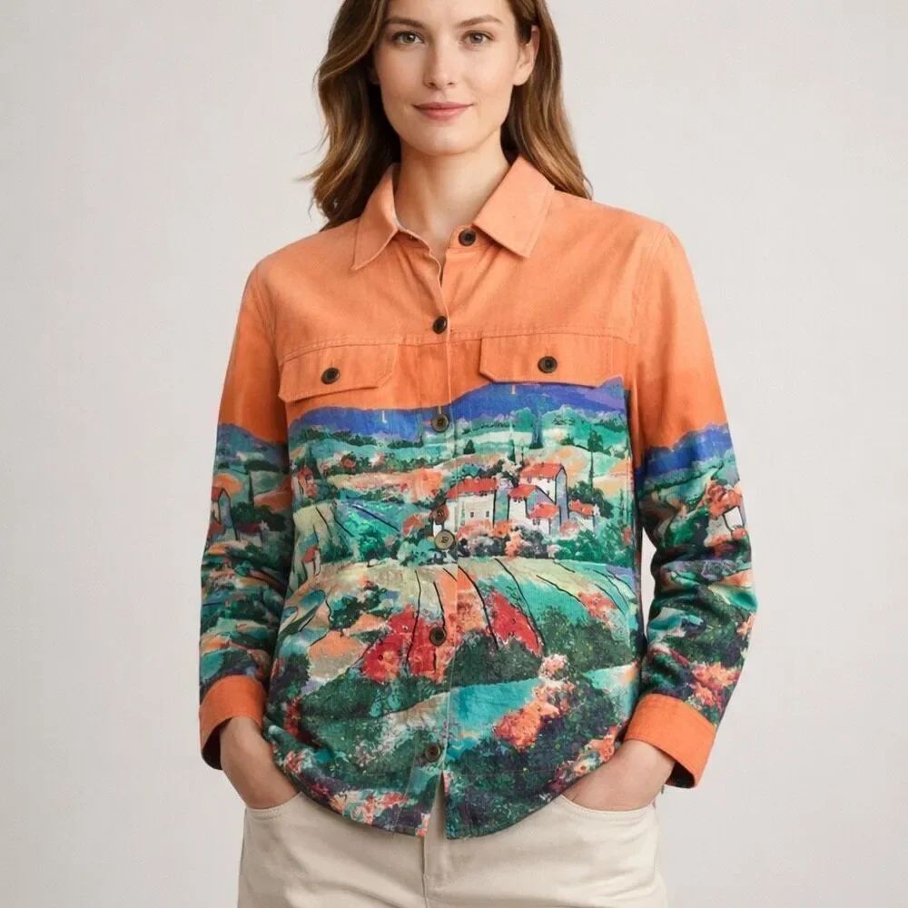 Drapers & Damons Scenic Print Cotton Jacket Womens Medium